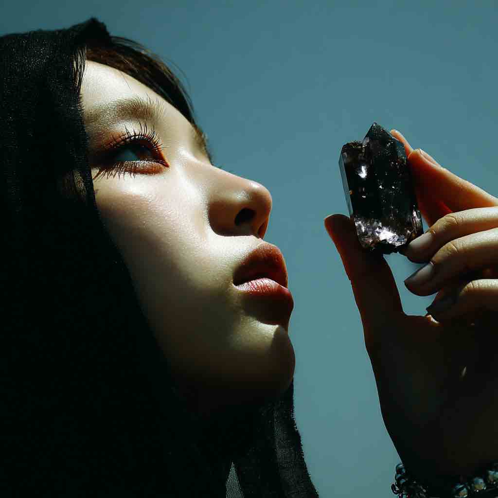 she holds crystal