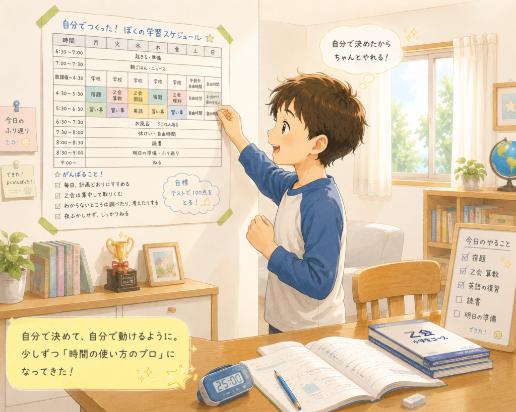 自分で予定を決めると自覚をもって動ける