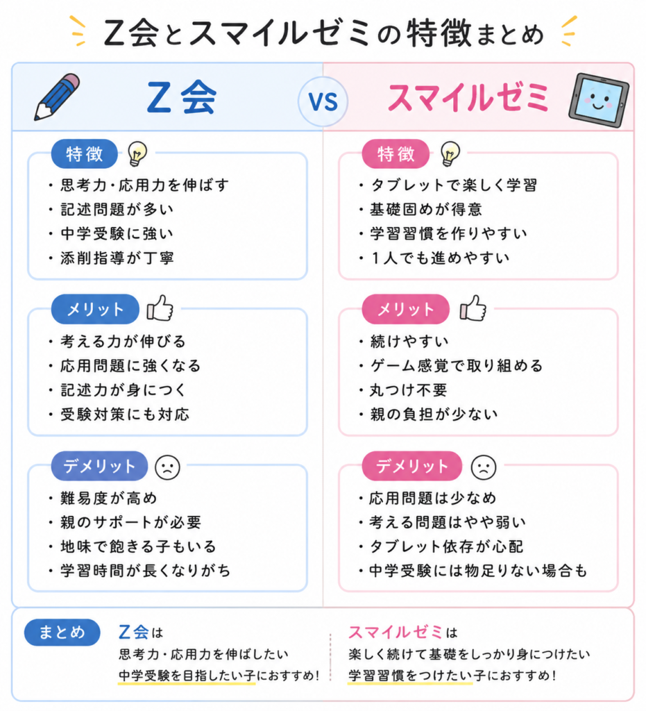 z会とスマイルゼミの比較